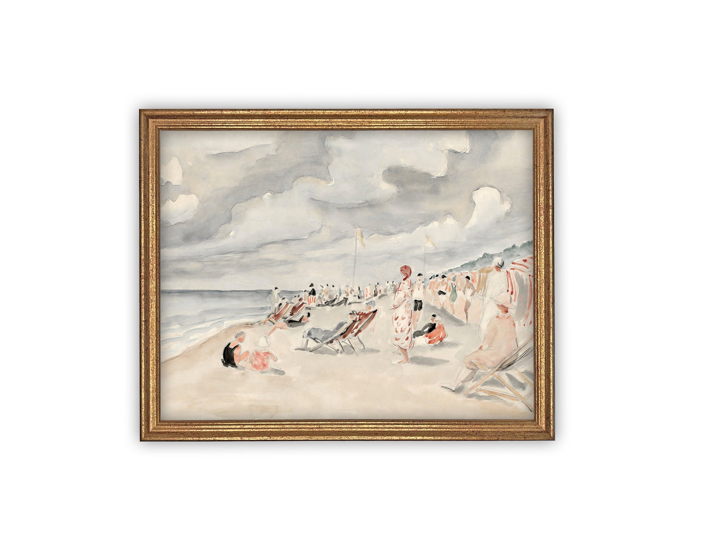 READY to SHIP 30x40 Framed Beach Print: Coastal Canvas Art Reproduction