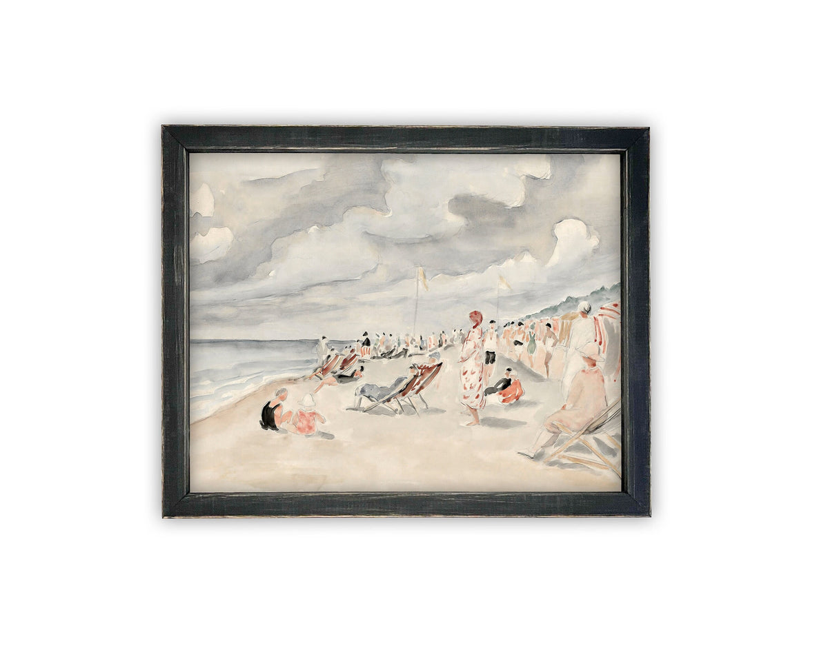 READY to SHIP 30x40 Framed Beach Print: Coastal Canvas Art Reproduction