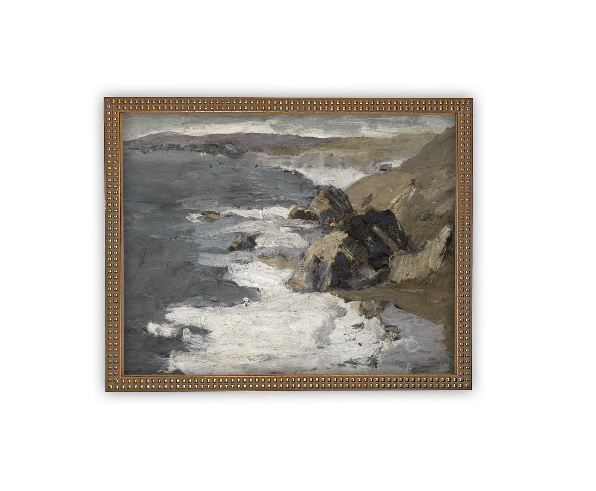 READY to SHIP 11x14 Vintage Seascape Canvas Print: Coastal Beach House Art