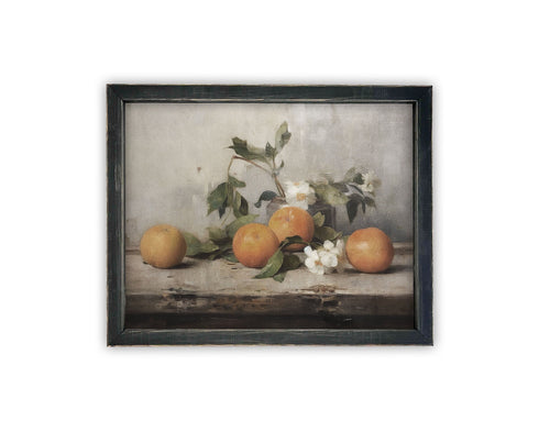 READY to SHIP 11X14 Vintage Framed Canvas Art // Framed Vintage Orange Print // Vintage Fruit // Still Life Kitchen Painting//#ST-620