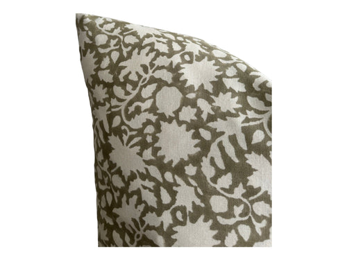 Designer Mili Block Floral Pillow Cover in Celery