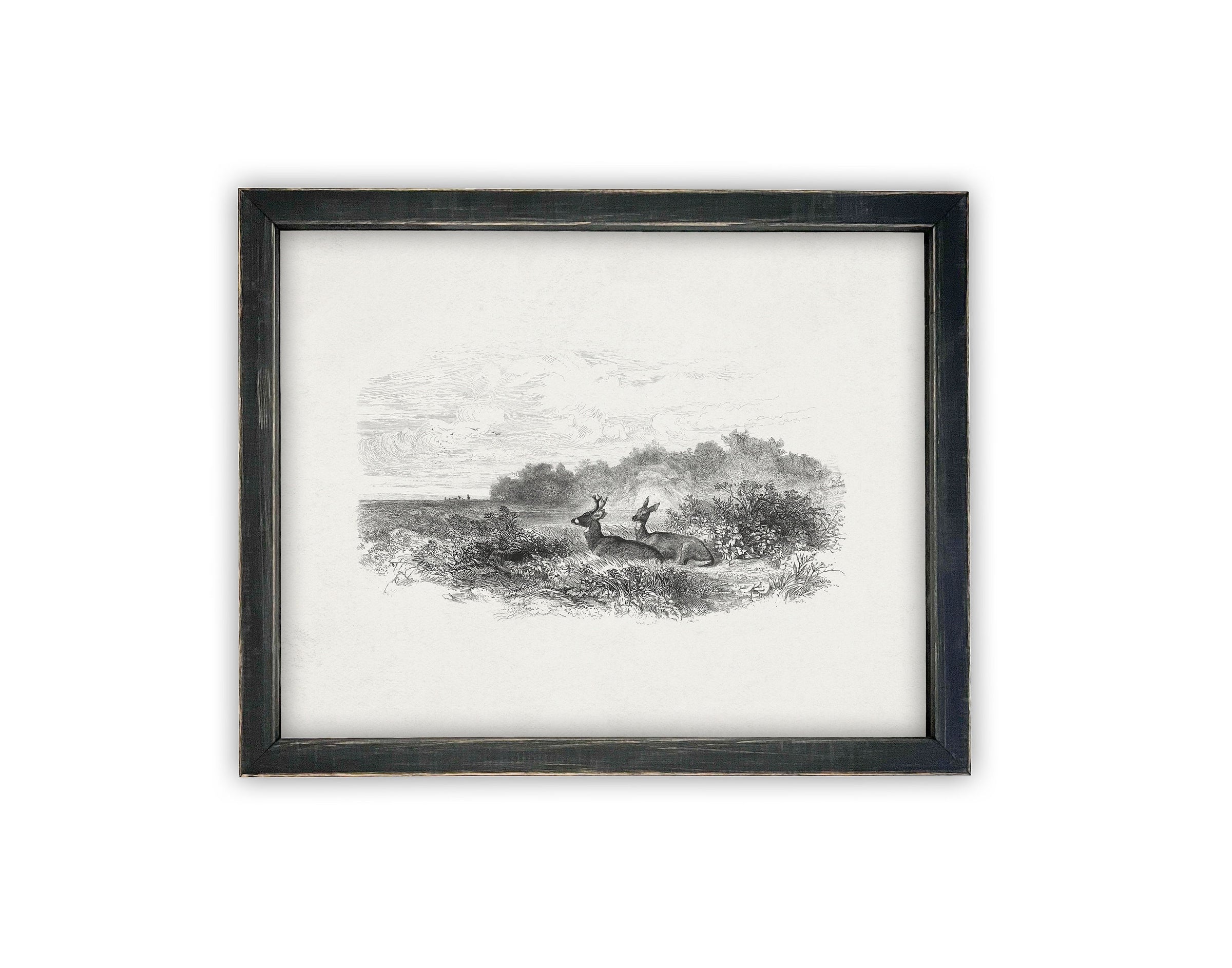 READY to SHIP 11X14 Vintage Framed Canvas Art #LAN-226