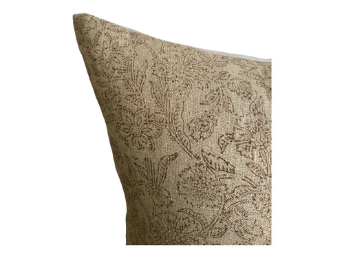 Designer Sutherlin Floral Pillow Cover in Neutral Brown
