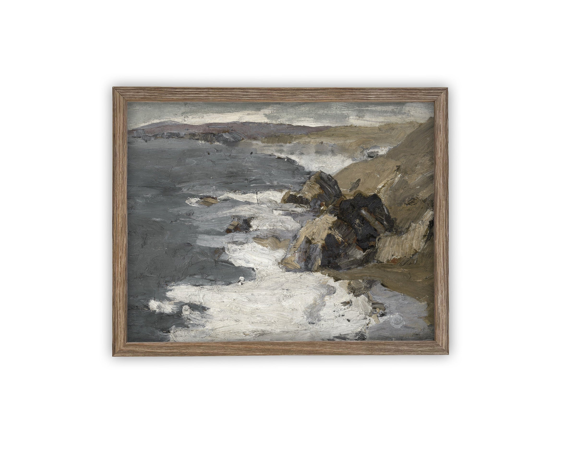READY to SHIP 11x14 Vintage Seascape Canvas Print: Coastal Beach House Art