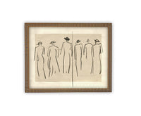 READY to SHIP 12x16 Framed Canvas Art: Women Walking Sketch Print