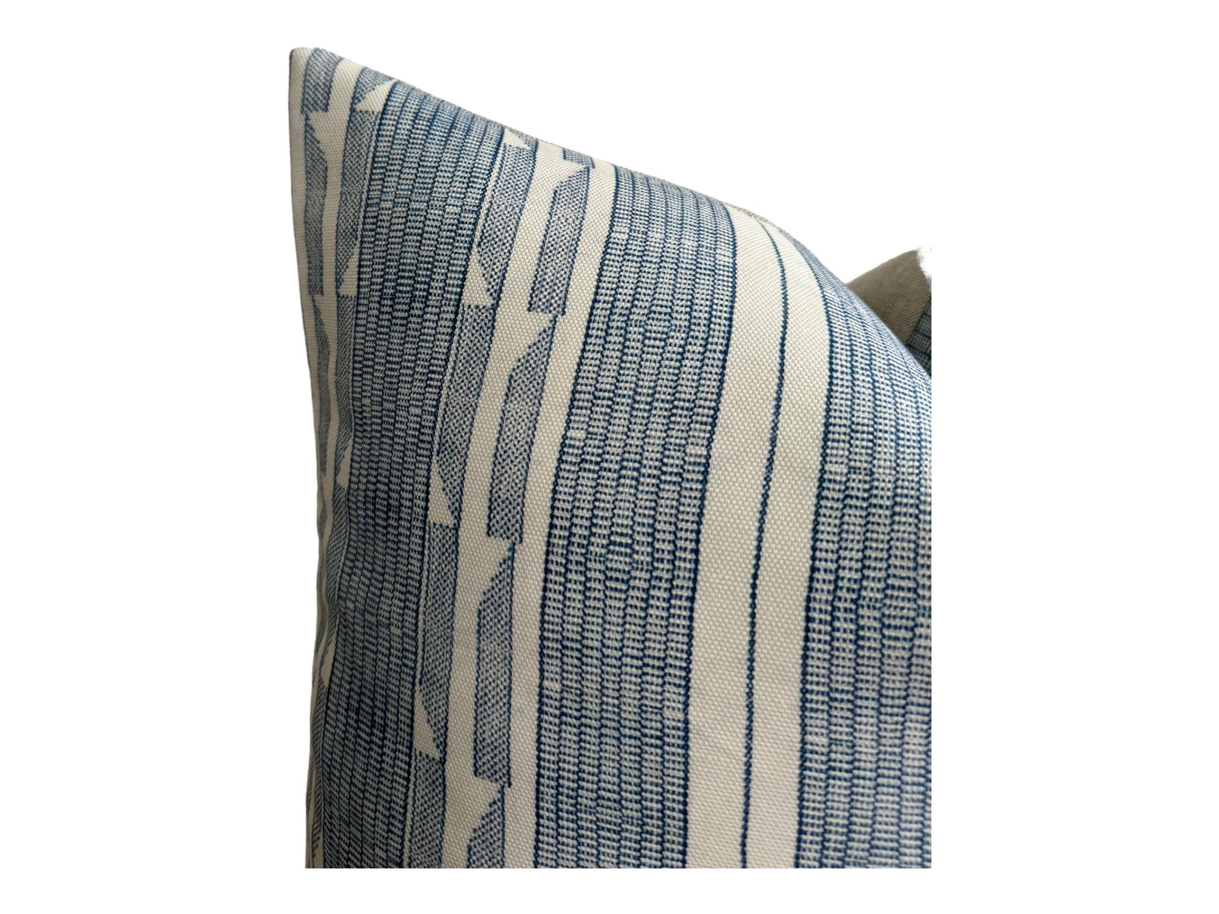 READY TO SHIP Designer Jennifer Shorto Storck Blue Pillow Cover // Modern Farmhouse Decor Pillow // Ikat Blue Washed Linen Pillow