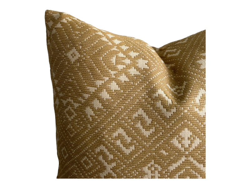 Woven Ikat OUTDOOR Pillow Cover in Yellow Mustard