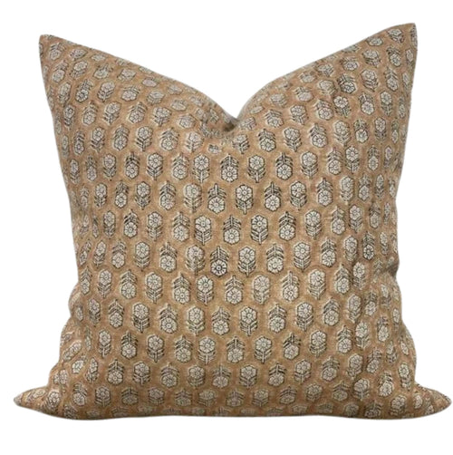 Designer "Woodside" Floral Pillow Cover // Rust and Natural Pillow Cover