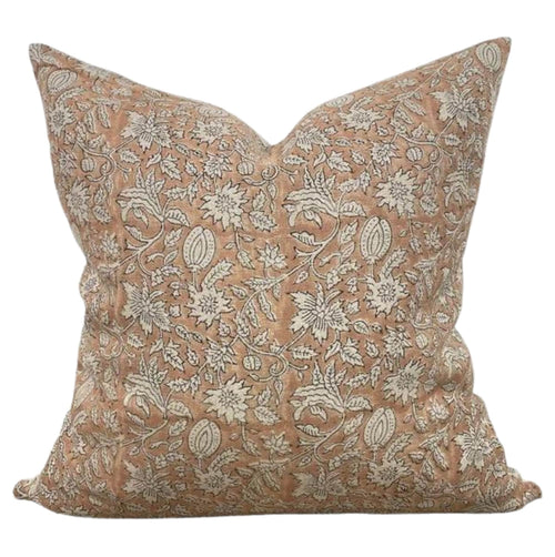 Designer "Gardena" Floral Pillow Cover // Blush and Natural Pillow Cover