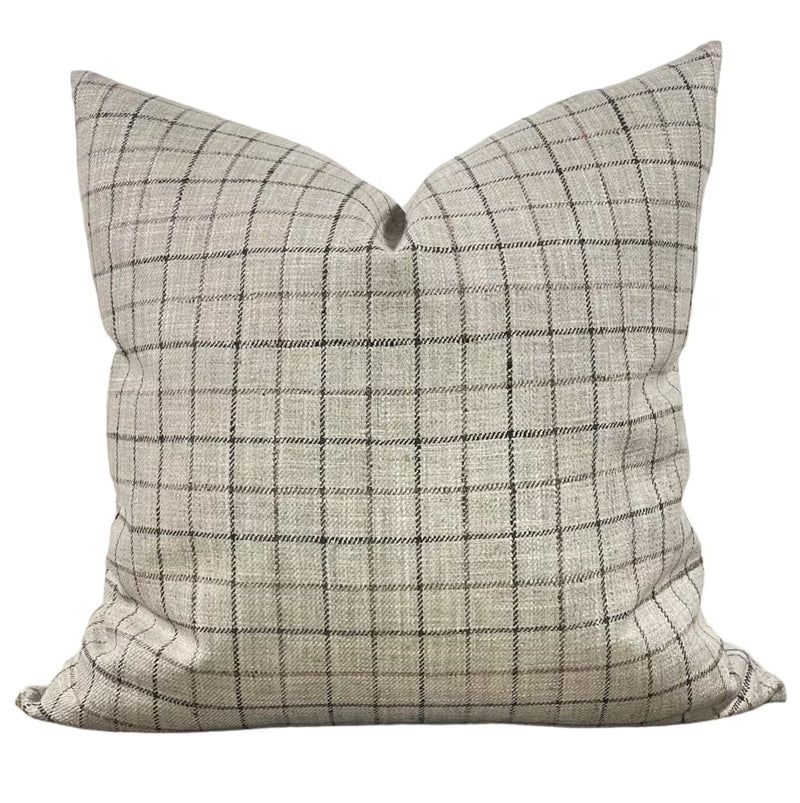 Designer "Windsor" Windowpane in Gray Pillow Cover