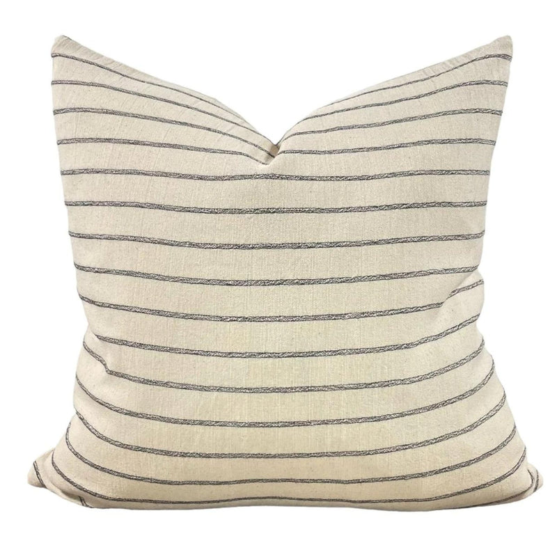 Cotton Black Stripe "Torrance" Pillow Cover // Cream and Black Pillow