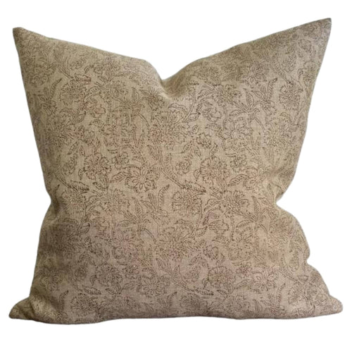 Designer Sutherlin Floral Pillow Cover in Neutral Brown