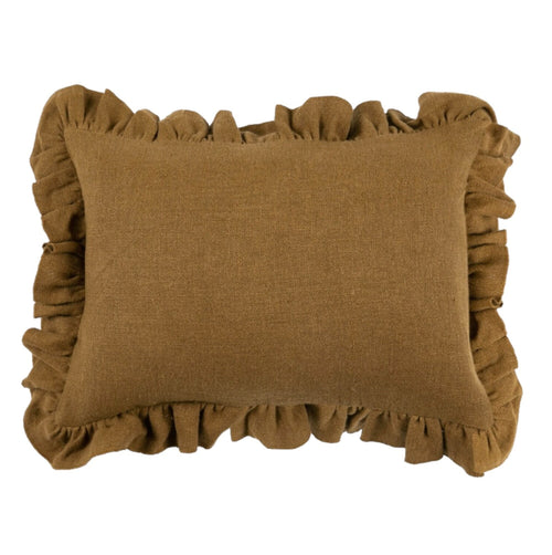 Anika Solid Linen Pillow Cover in Mustard