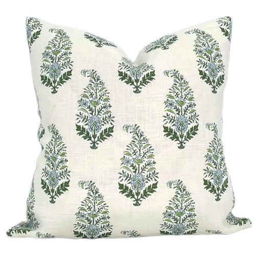 READY TO SHIP Designer Katie Leede Mughal Gardens Pillow in Jodhpur Springs // Blue Green Floral Pillows //Traditional Pillows