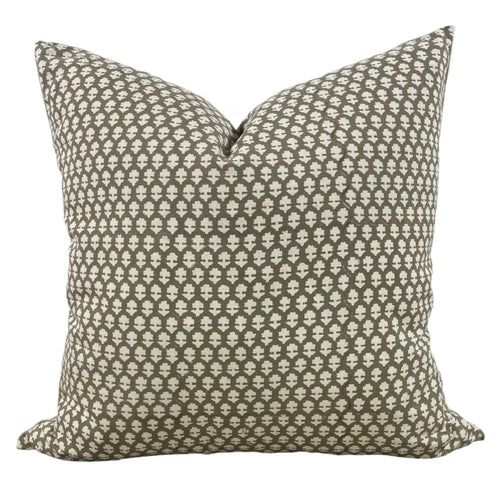 Designer "Cypress" Amera Pillow Cover in Grey Olive