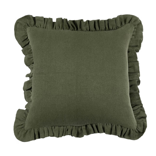 Designer Anika Solid Linen Pillow Cover in Olive