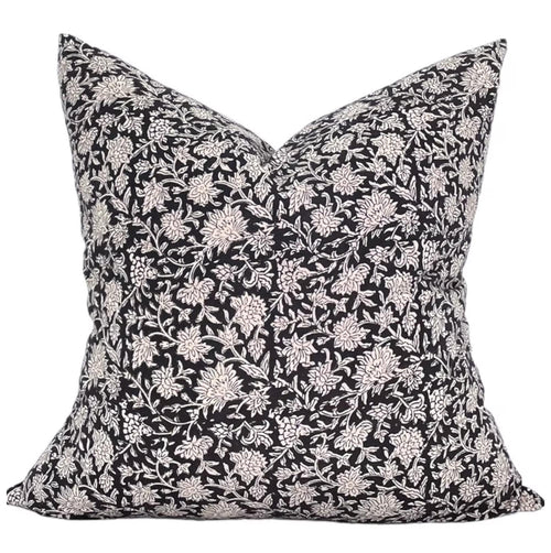 Designer "Cotati" Raven Floral Pillow Cover