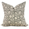 Designer "Blythe" Safari Natural Pillow Cover in Soft Grey // Gray Floral Pillow Cover