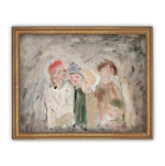 Vintage Framed Canvas Art Christmas Carolers Painting #CH-304