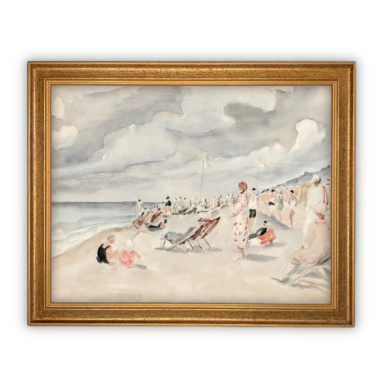 READY to SHIP 30x40 Framed Beach Print: Coastal Canvas Art Reproduction