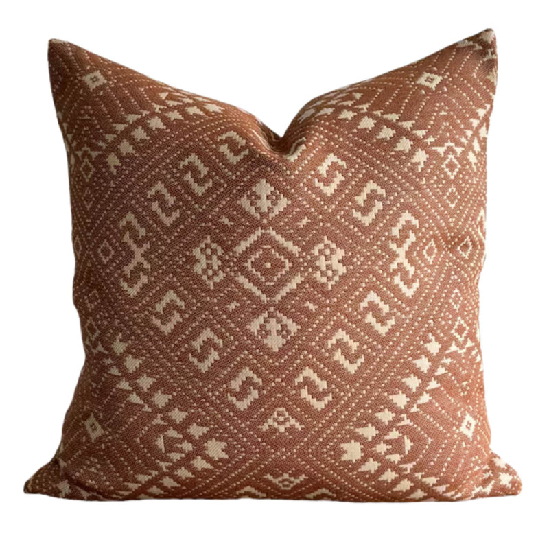 Woven Ikat OUTDOOR Pillow Cover in Terracotta Rust
