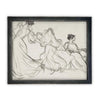 READY to SHIP 12x16 Vintage Framed Canvas Art // Vintage Sketch// Vintage Portrait Watercolor // Dancing Women Art print //#P-525