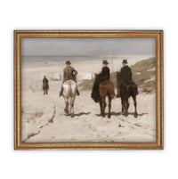 READY TO SHIP 11X14 Vintage Framed Canvas Art // Framed Vintage Print // Vintage Horse Painting // Horse on Beach Art //#A-137