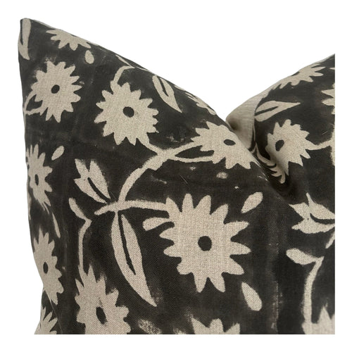 Designer "Blaine" Block Print Floral Pillow Cover