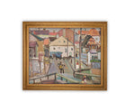 Vintage Framed Canvas Art // Framed Vintage Print // Vintage Painting // European City Landscape Art // Farmhouse print //#ARC-122