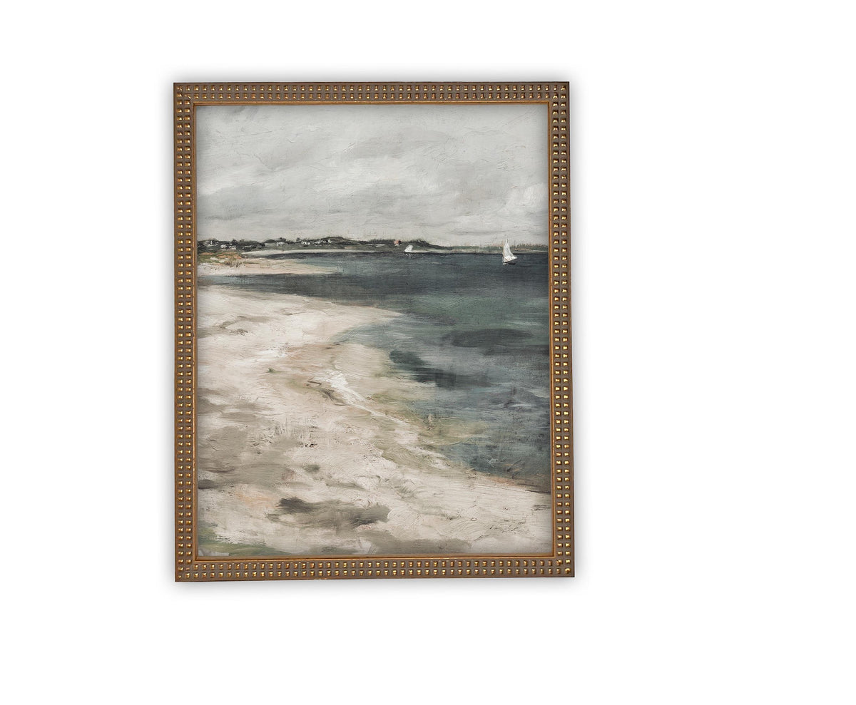 READY to SHIP 16x20 Beach Seascape Canvas Print: Vintage Coastal Art