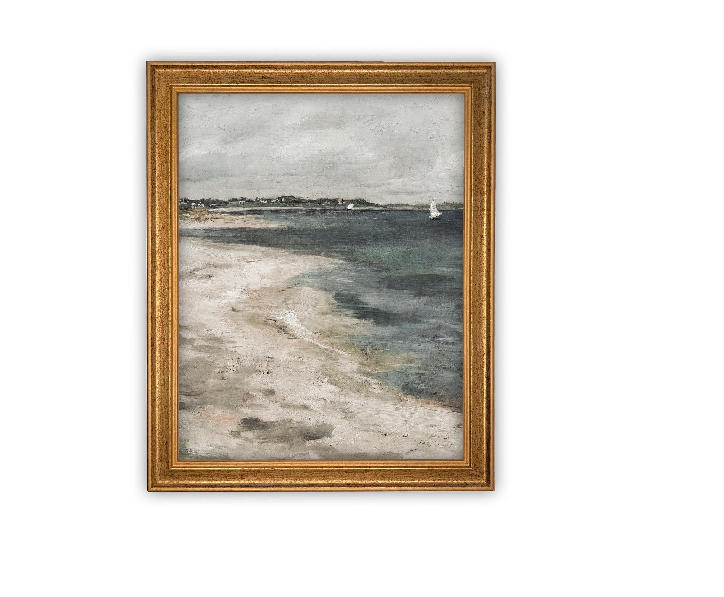 READY to SHIP 16x20 Beach Seascape Canvas Print: Vintage Coastal Art