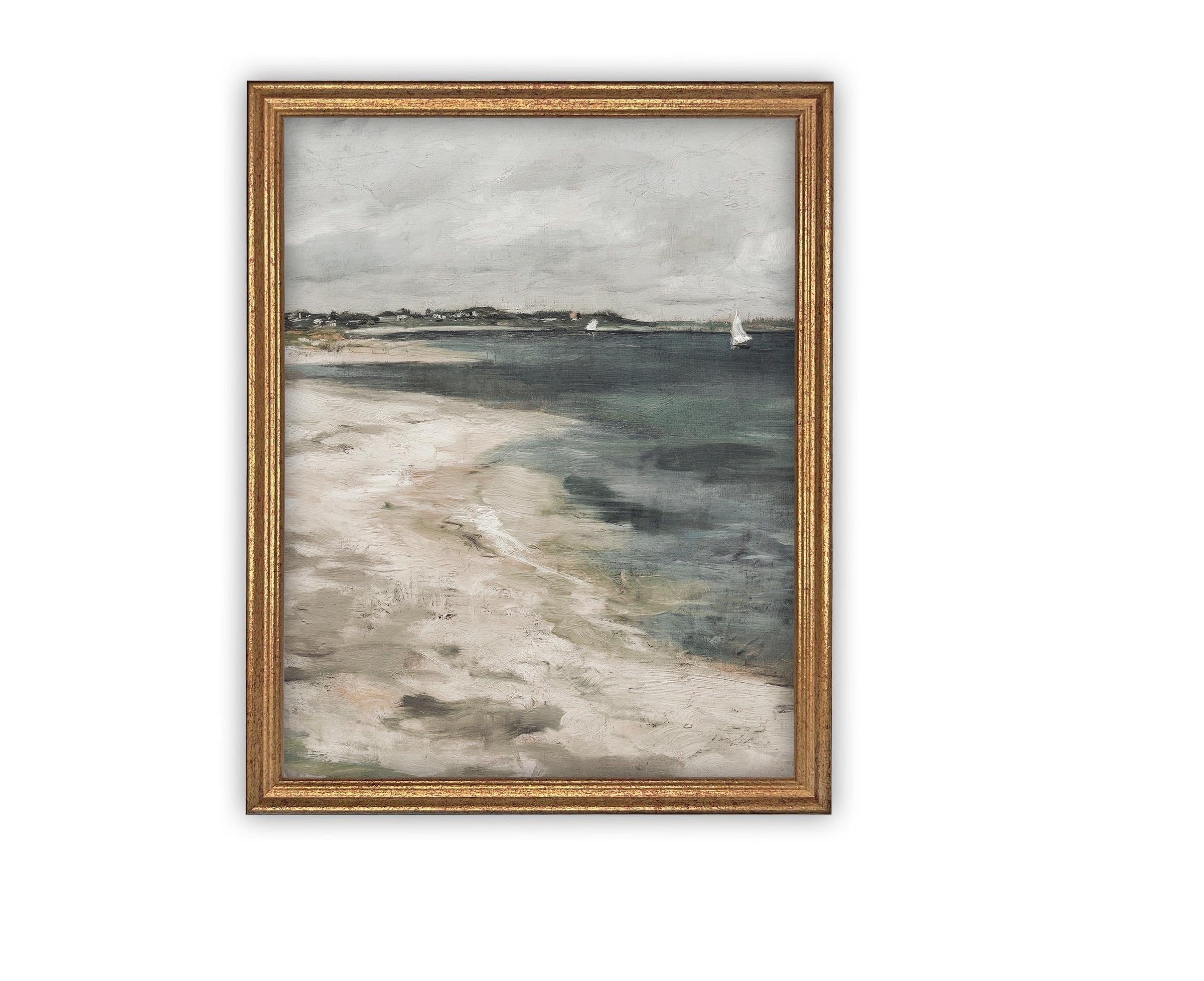 READY to SHIP 16x20 Beach Seascape Canvas Print: Vintage Coastal Art
