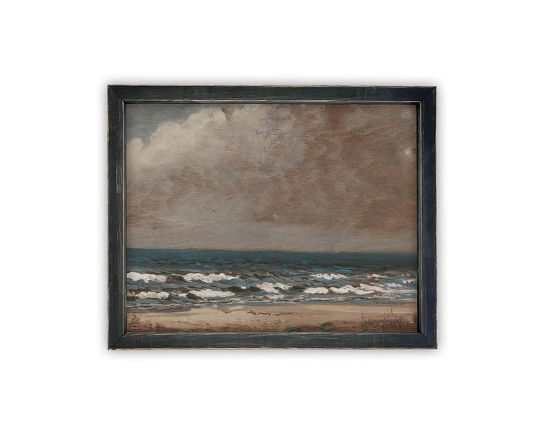 Vintage Framed Canvas Art // Framed Vintage Print // Vintage Painting // Coastal Beach Seascape // Farmhouse print //#COAS-140