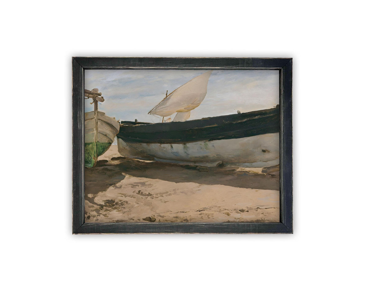READY TO SHIP 8X10 Framed Sailboat Canvas Art: Nautical Beach Print