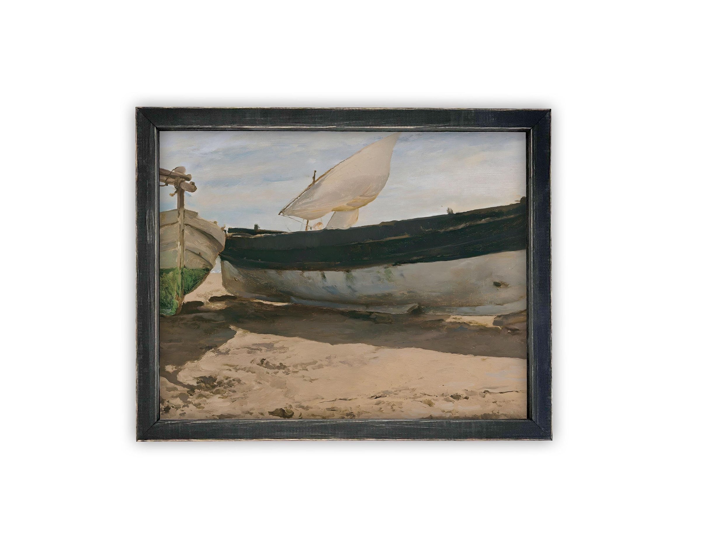 READY TO SHIP 8X10 Framed Sailboat Canvas Art: Nautical Beach Print
