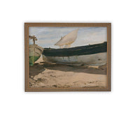 READY TO SHIP 8X10 Framed Sailboat Canvas Art: Nautical Beach Print