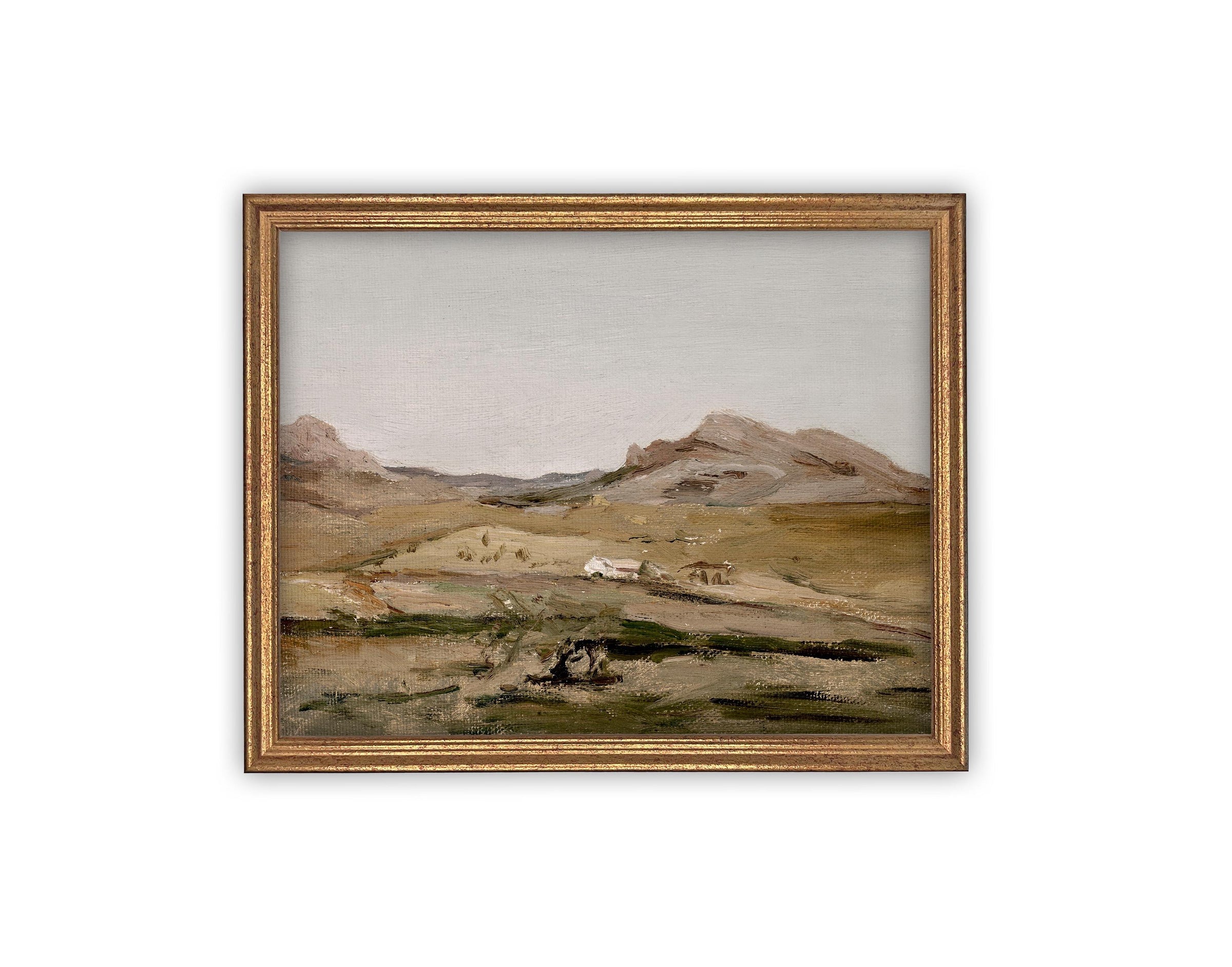 Vintage Framed Canvas Art // Framed Vintage Print // Vintage Painting // Landscape //Farmhouse print //#LAN-235