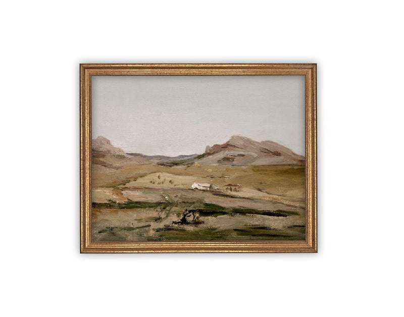 Vintage Framed Canvas Art // Framed Vintage Print // Vintage Painting // Landscape //Farmhouse print //#LAN-235