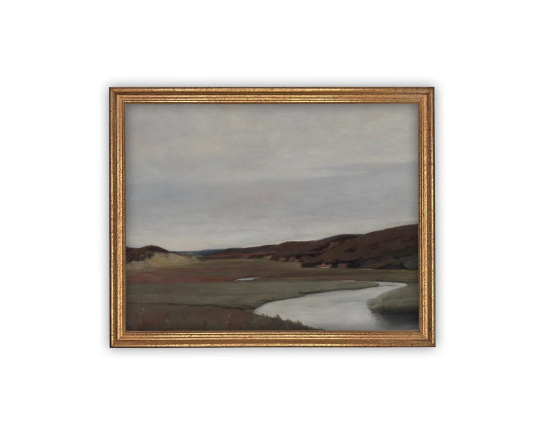 Vintage Framed Canvas Art // Framed Vintage Print // Vintage Painting // Neutral Landscape Art// Farmhouse print //#LAN-238