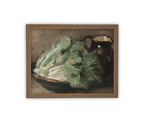 Vintage Framed Canvas Art // Framed Vintage Print // Vintage Painting // Vintage Kitchen Still Life // Farmhouse print //#ST-628