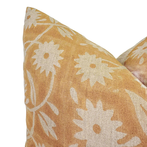 Designer "Sunnyside" Linen Floral Pillow Cover