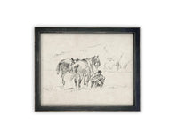 Vintage Framed Canvas Art // Framed Vintage Print // Vintage Painting // Vintage Horse Sketch Art// Farmhouse print //#A-170