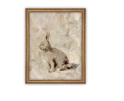 Vintage Framed Canvas Art // Framed Easter Art // Vintage Painting // Vintage Bunnies Painting // Girls Room or Nursery print //#A-171