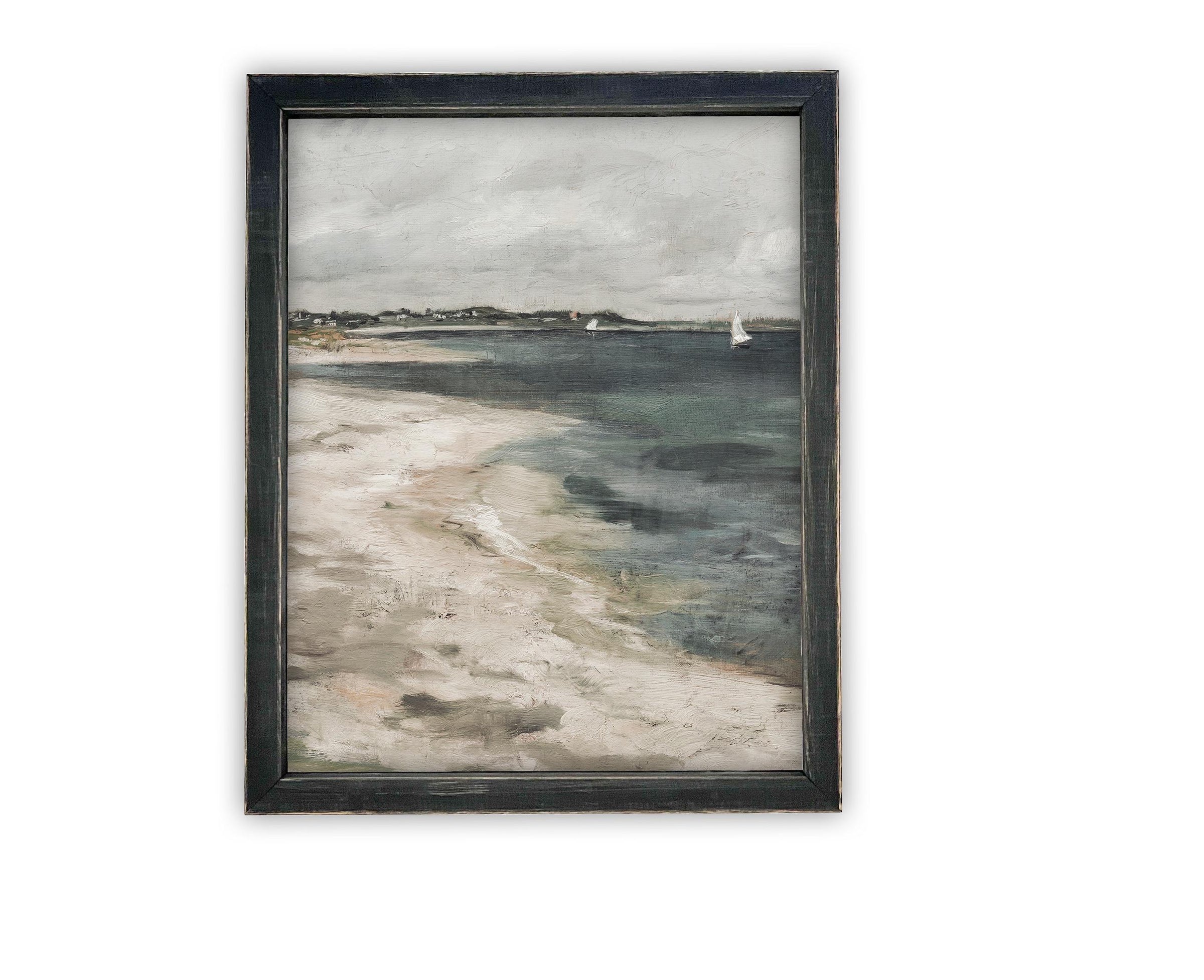 READY to SHIP 16x20 Beach Seascape Canvas Print: Vintage Coastal Art