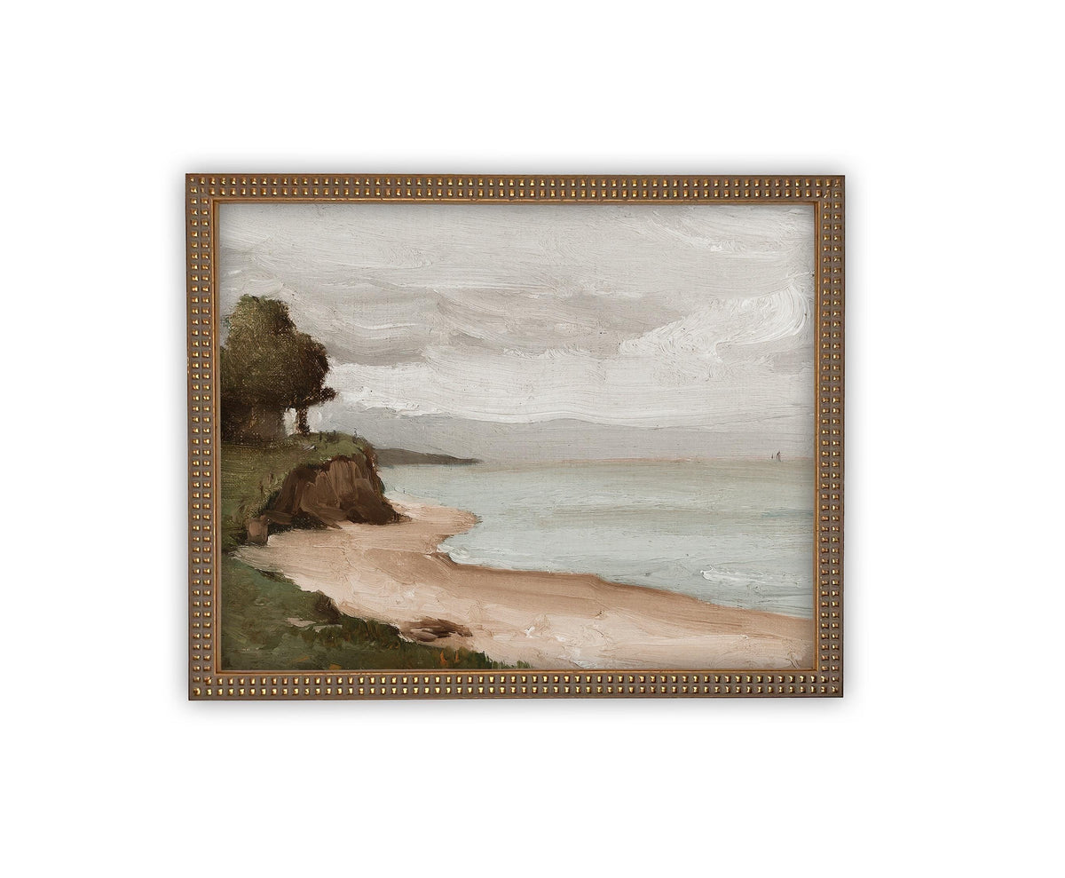 Vintage Framed Canvas Art // Framed Vintage Print // Vintage Framed Oil Painting // Coastal Beach Art // Beach House Print // #COAS-137