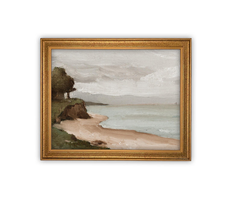 Vintage Framed Canvas Art // Framed Vintage Print // Vintage Framed Oil Painting // Coastal Beach Art // Beach House Print // #COAS-137