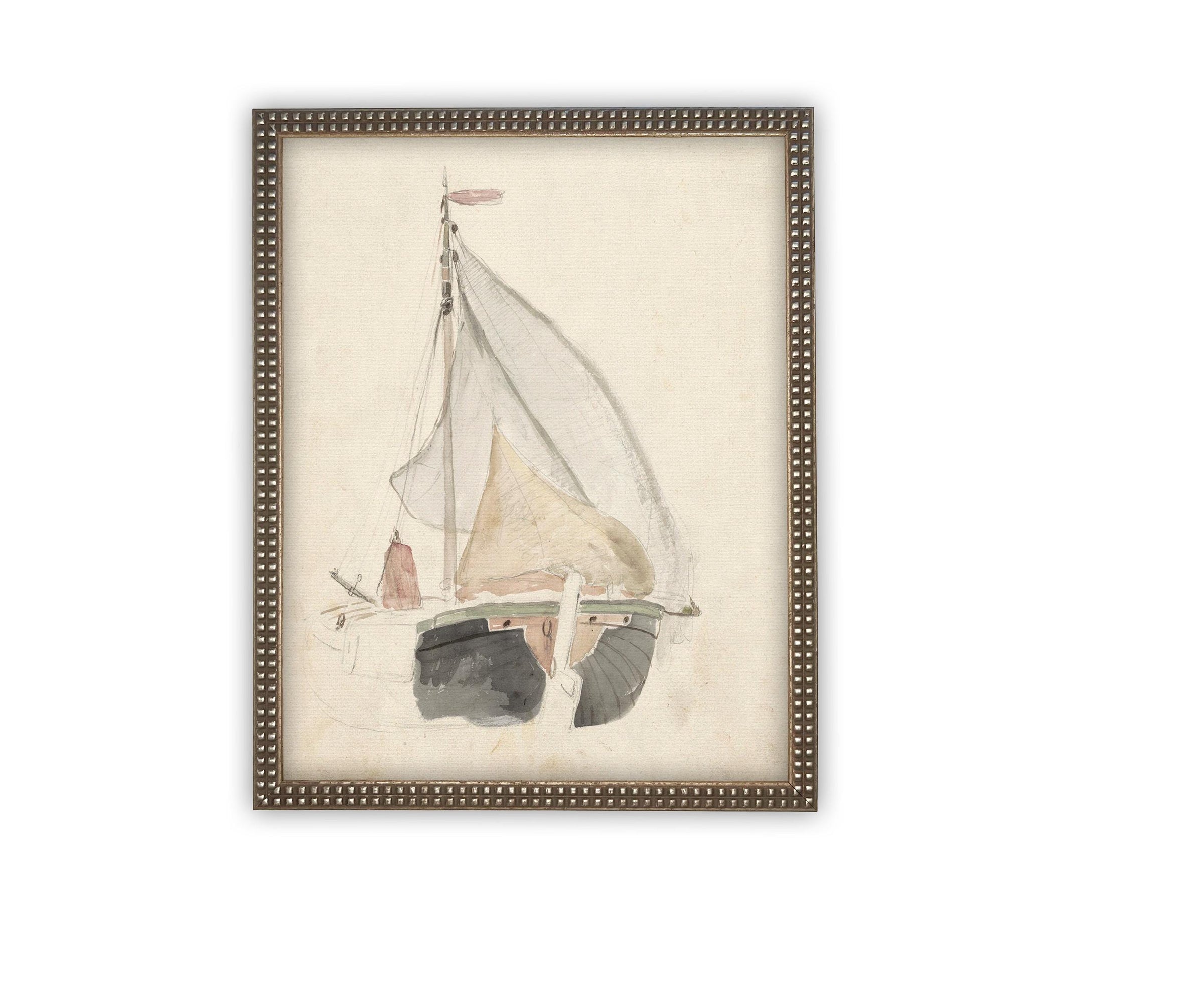 READY to SHIP 11x14 Vintage Sailboat Canvas Print: Coastal Beach House Art