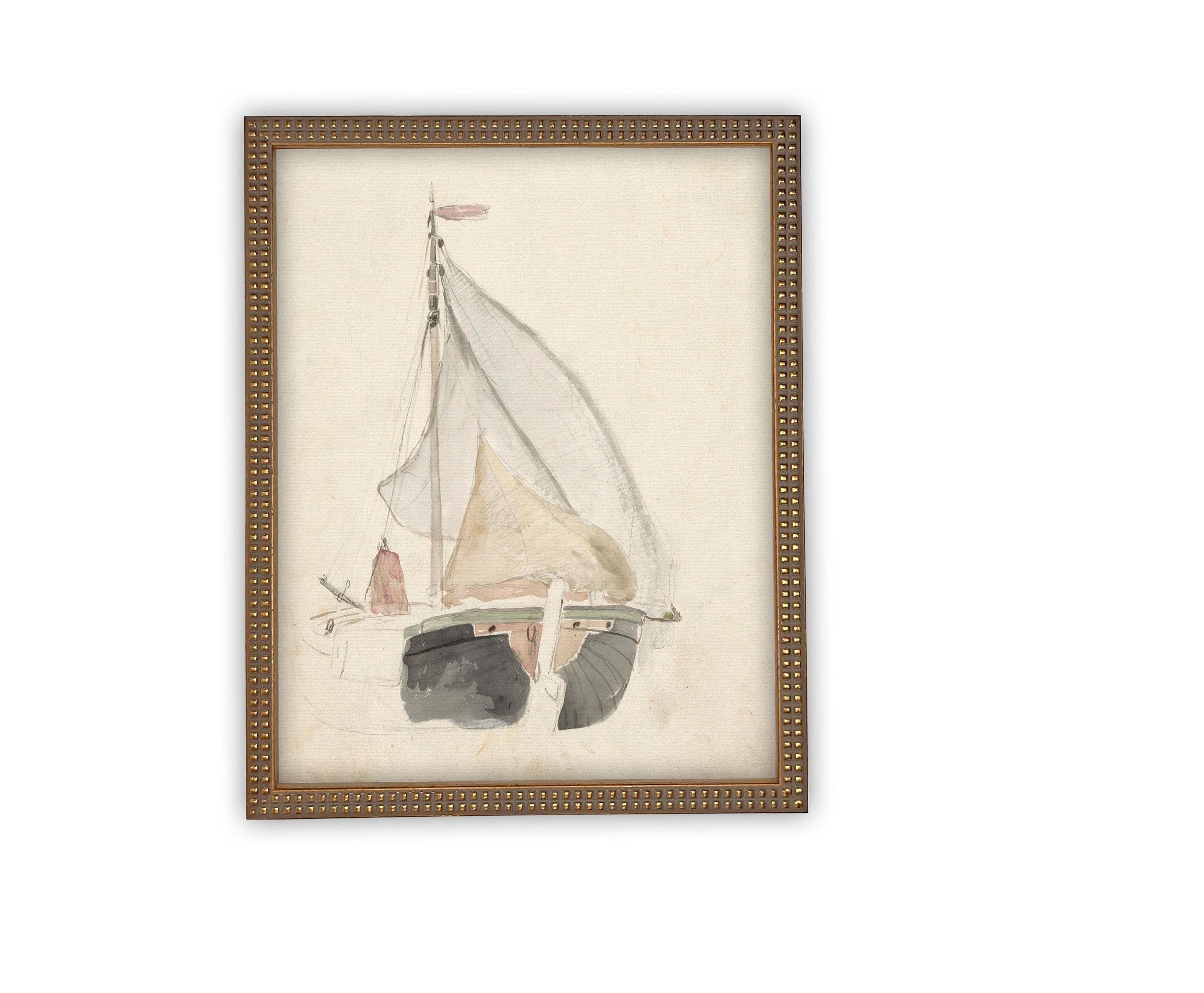 READY TO SHIP 8X10 Framed Vintage Sailboat Canvas Print: Coastal Beach House Art