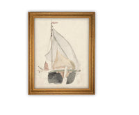 READY TO SHIP 8X10 Framed Vintage Sailboat Canvas Print: Coastal Beach House Art