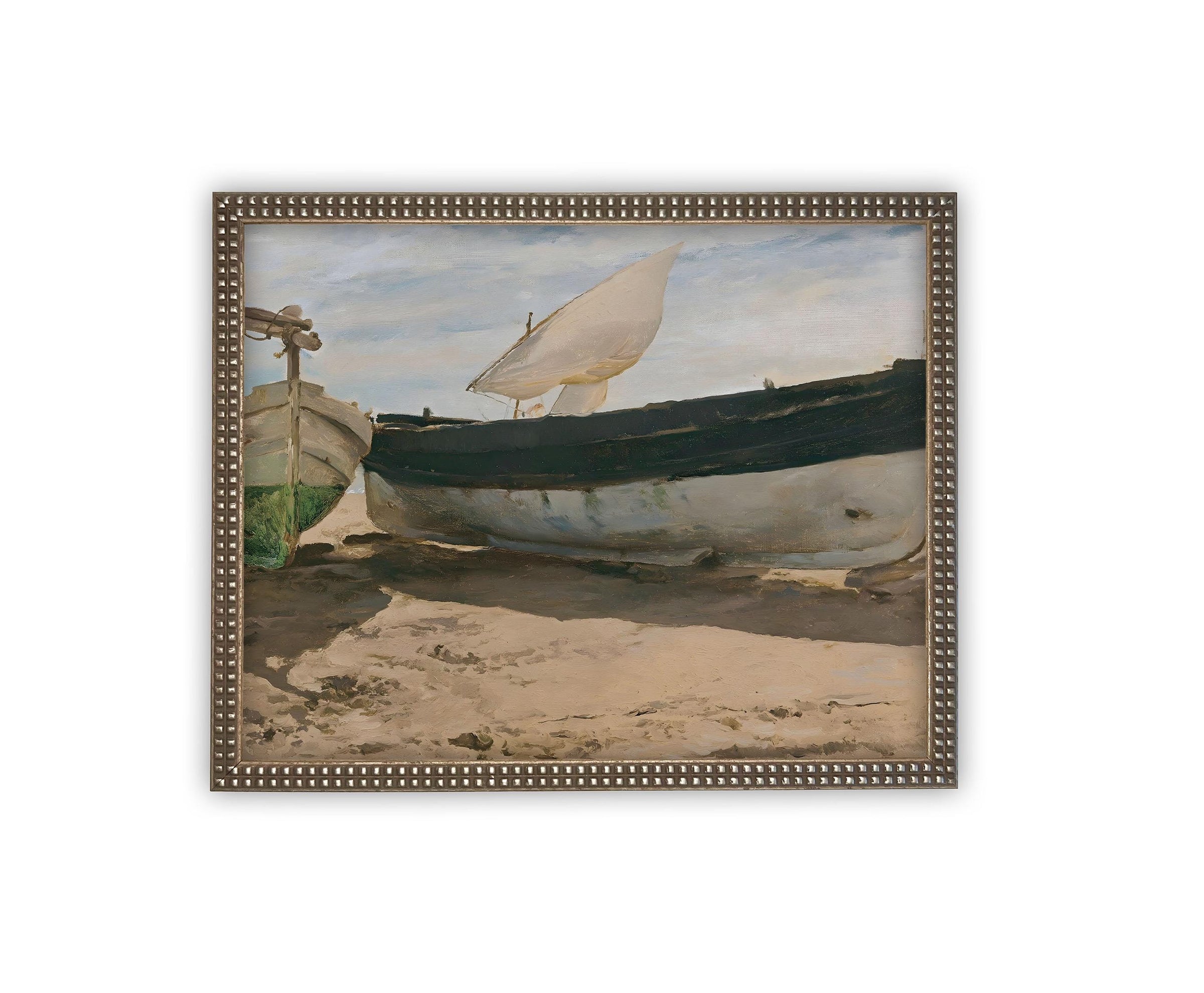 READY to SHIP 11x14 Framed Sailboat Canvas Art: Nautical Beach Print